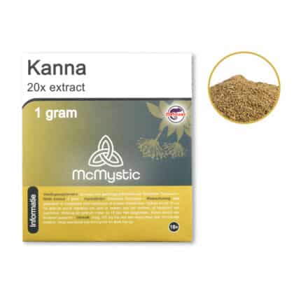 Kanna 20x 1 gram Front view + contents McMystic