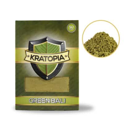 Grün Bali Kratom Vorderansicht + Inhalt Kratopia