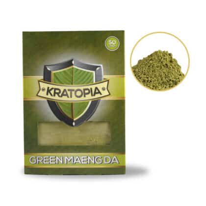 Grün Maeng Da Kratom Frontansicht + Inhalt Kratopia