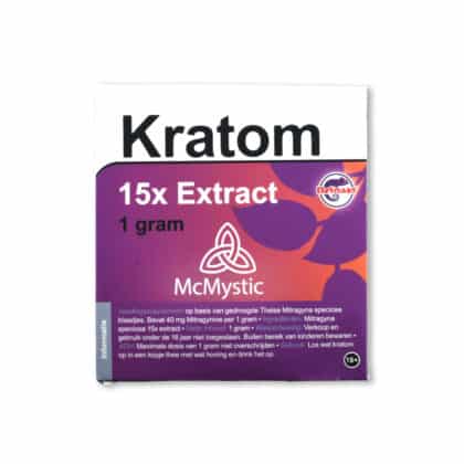 Kratom 15x 1 gram Vooraanzicht McMystic