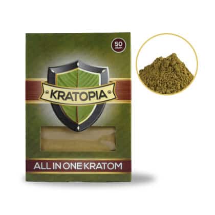 All In One Kratom front view + contents Kratopia